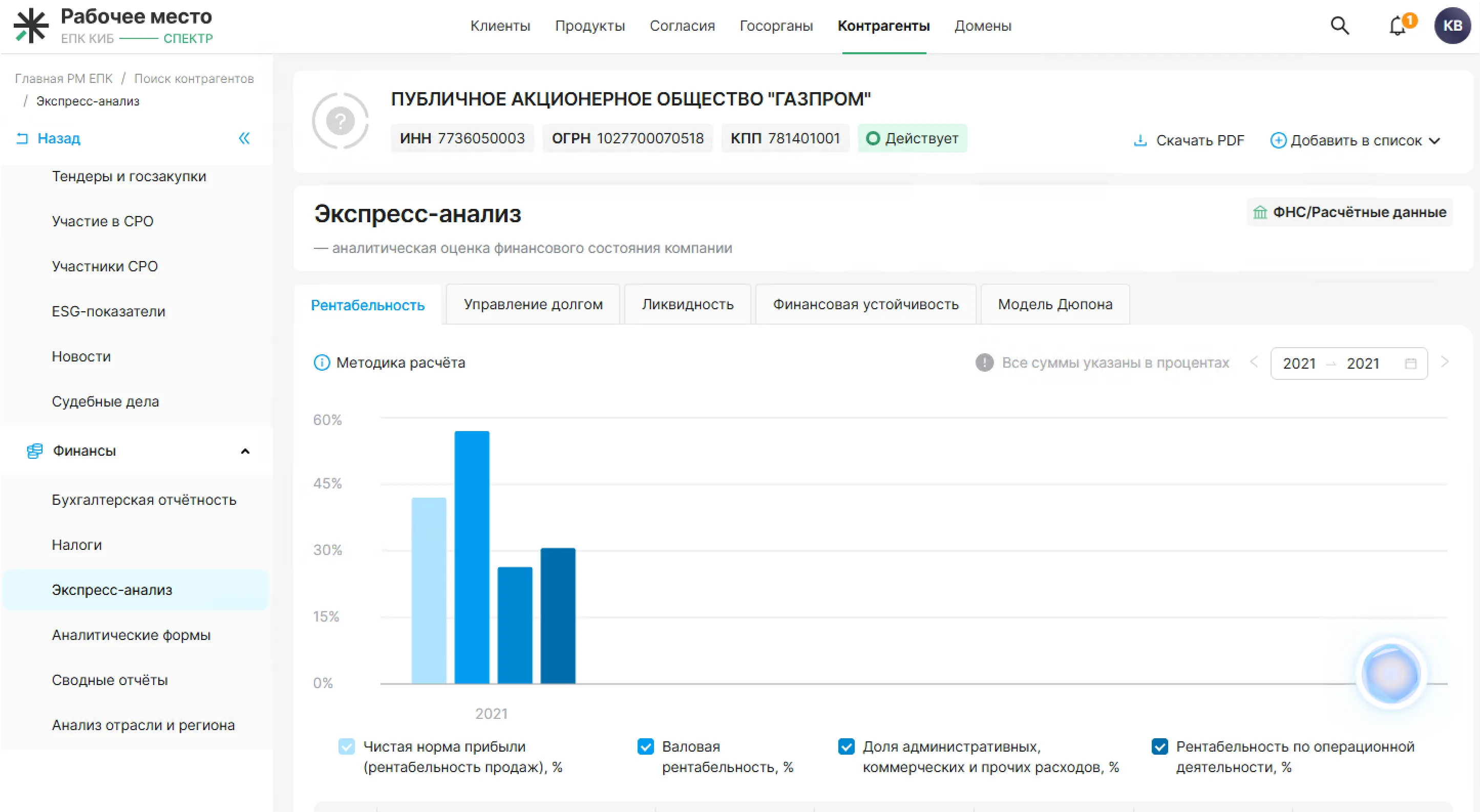 Контрагенты — экспресс-анализ